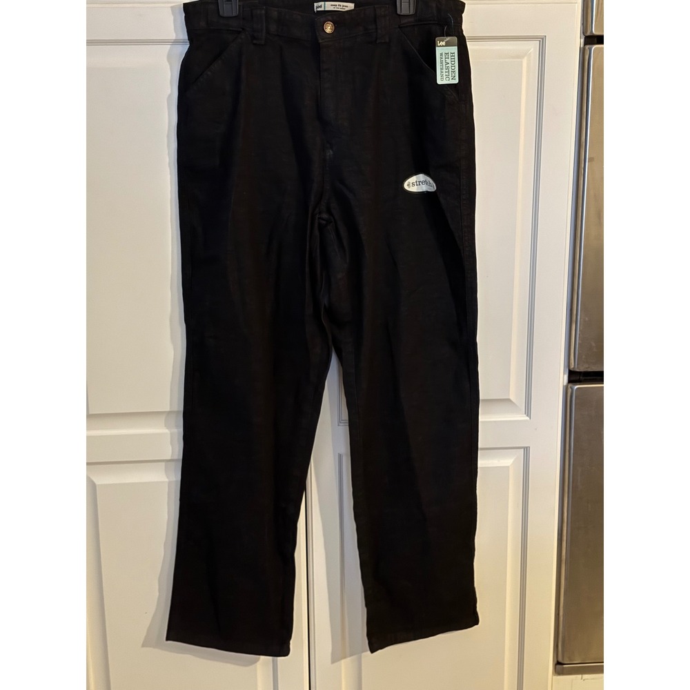 Lee Easy Fit Straight Leg Jeans Black Hidden Elastic Waistband NWT 12M Stretch